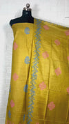 Katan Silk Sunny Blockprint Mustard Suit