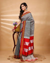 ILKAL Handloom Cotton Silk Saree Gray Color with running blouse - IndieHaat