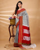 ILKAL Handloom Cotton Silk Saree Silver Gray Color with running blouse - IndieHaat