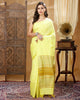 Silkmark Certified Pure Eri Silk Yellow Saree with Running Blouse-Indiehaat