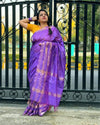 Katan Silk Saree Lavender Color Banarasi Weaves with running blouse - IndieHaat