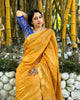 Katan Silk Saree Gajari Color Banarasi Weaves with running blouse - IndieHaat