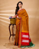 ILKAL Handloom Cotton Silk Saree Mustard Orange Color with running blouse - IndieHaat