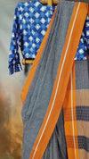 Handloom Mark Patteda Anchu Subtle Cotton Saree Puce Gray