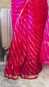 Pure Silk Kota Doria Saree Pink Color with blouse Handcrafted-Indiehaat