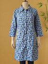 Avaran Roop Pure Cotton Blockprint Winter Jacket Light Blue