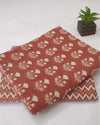 Indiehaat | Blockprinted Cotton Suit (Top & Bottom) Dark Peach