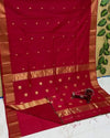 Maheshwari Silk Burgundy Saree Lotus Buta Contrast Pallu Running Blouse|Indiehaat