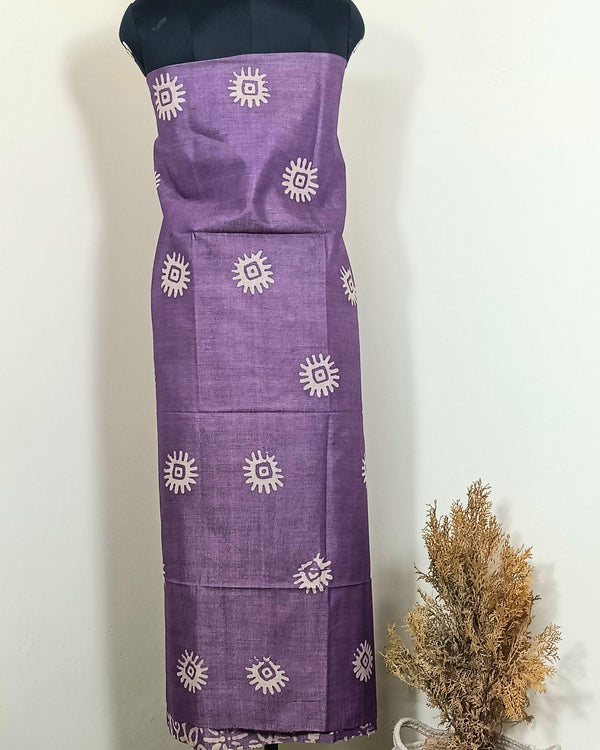 Indiehaat | Khadi Silk Purple Suit Batik Print (T+B+D)