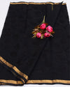 Indiehaat | Pure Cotton Kota Doria Black Embroidery Saree