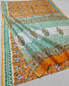 Indiehaat | Blockprint Chanderi Silk Saree Orange | Elegance in Silk