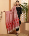 Indiehaat | Katan Silk Blockprint Dupatta Red
