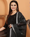 Indiehaat | Pure Cotton Black Ikkat Dupatta
