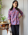 Indiehaat | Kanchi Cotton Peplum Tops Lavish Purple BlockPrinted