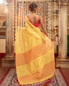 Indiehaat | Mul Cotton Jamdani Weaving Yellow Saree