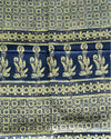 Indiehaat | Ajrakh Blockprint Modal Silk Lagdi Patta Blue Saree