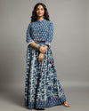 Indiehaat | Blockprinted Cotton Indigo Stitched Lehanga