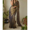 Violet Hand-Dyed Pure Tissue Linen Saree | IndieHaat