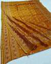 Indiehaat | Chanderi Silk Ajrakh Print Saree Yellow