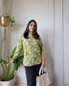 Indiehaat | Pure Cotton Peplum Top Green Blockprinted