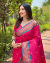 Indiehaat | Paithani Silk Zari Woven Contrast Pink Saree