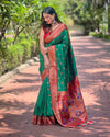 Indiehaat | Paithani Silk Green Zari Weaving Saree