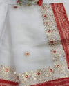 Indiehaat | Kota Cotton Gota Patti White Saree