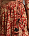 Indiehaat | Blockprinted Cotton Red Stitched Lehanga