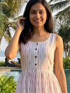 Crisp Pure Cotton White Ikkat Dress