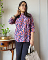 Indiehaat | Kanchi Cotton Peplum Tops Lavish Purple BlockPrinted