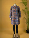 Avaran Roop Pure Cotton Blockprint Winter Jacket Blue