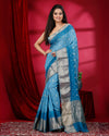 Indiehaat | Pure Silk Bandhini Bandhej Blue Saree