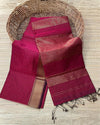 Indiehaat | Maheshwari Silk Saree  Burgundy Color Check Design with Running Blouse