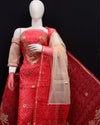 Indiehaat | Kota Doria Gota Patti, Bandhej Suit Red