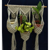 3 Pocket Macrame White Plant Hanger-Indiehaat