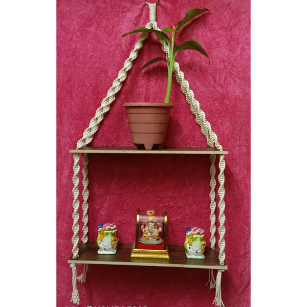 Macrame Wall White Hanging Shelves-Indiehaat