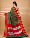 ILKAL Handloom Cotton Silk Saree Fern Green Color with running blouse - IndieHaat