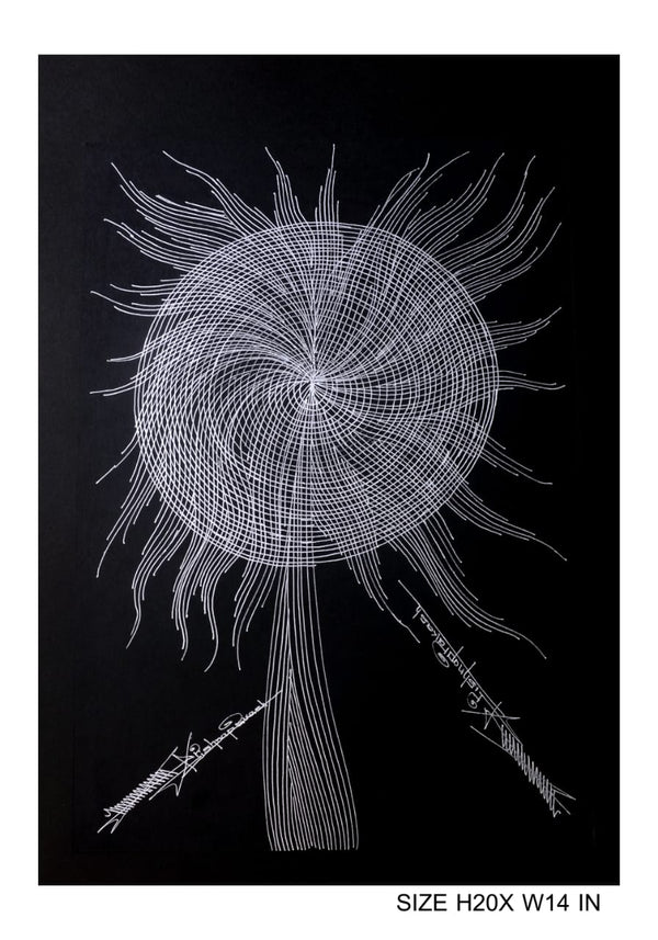 The Surpur Line Art Painting Mixed Media on Paper Unframed (Size: 22 x 16 inches) Artist: Krishna Prakash-Indiehaat