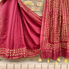 Chanderi Silk Red Saree Hand Applique Work with running blouse-Indiehaat