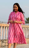 Pure Cotton Dress Ikkat Design Pink 25% Off - IndieHaat