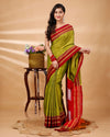 ILKAL Handloom Cotton Silk Saree Mustard Yellow Color with running blouse - IndieHaat