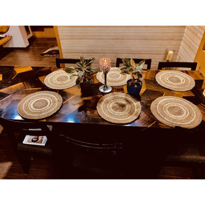 JuteRound Dining Table Mat (Set Of 6 Pcs)-Indiehaat