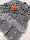 Cotton Saree RunningBlouse Gray 20% Off - IndieHaat