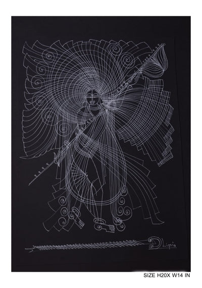 The Surpur Line Art Painting Mixed Media on Paper Unframed (Size: 22 x 16 inches) Artist: Krishna Prakash-Indiehaat