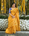 Katan Silk Saree Gajari Color Banarasi Weaves with running blouse - IndieHaat