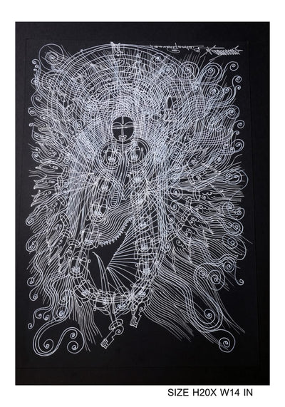 The Surpur Line Art Painting Mixed Media on Paper Unframed (Size: 22 x 16 inches) Artist: Krishna Prakash-Indiehaat