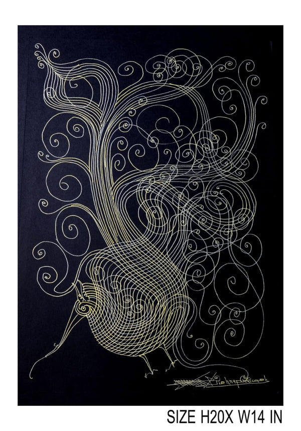 The Surpur Line Art Painting Mixed Media on Paper Unframed (Size: 22 x 16 inches) Artist: Krishna Prakash-Indiehaat