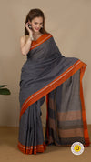 Cotton Saree PattedaAnchu Gray 18% Off - IndieHaat