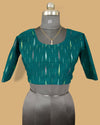 Pure Cotton Blouse Green Color Ikkat Design - IndieHaat