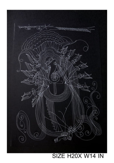 The Surpur Line Art Painting Mixed Media on Paper Unframed (Size: 22 x 16 inches) Artist: Krishna Prakash-Indiehaat